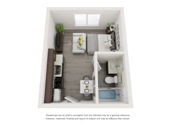 Studio, 1 bath, 390 sqft, $1,159