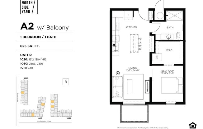 1 bed, 1 bath, 625 sqft, $1,275, Unit 1212