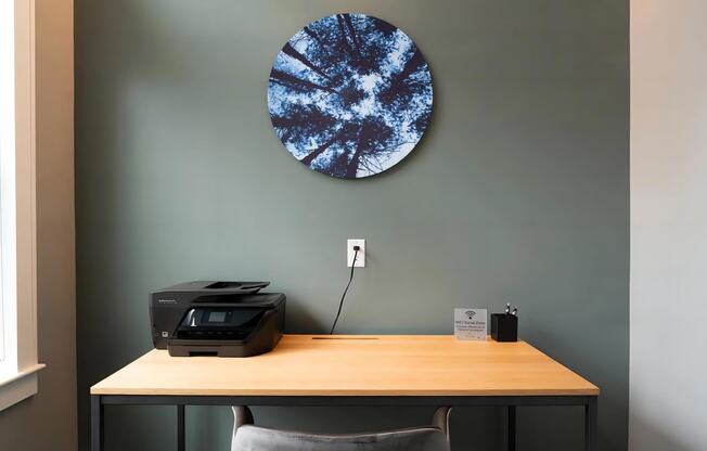 Workspace with WIFI and Printer