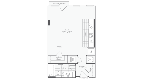 Studio, 1 bath, 572 sqft, $1,633