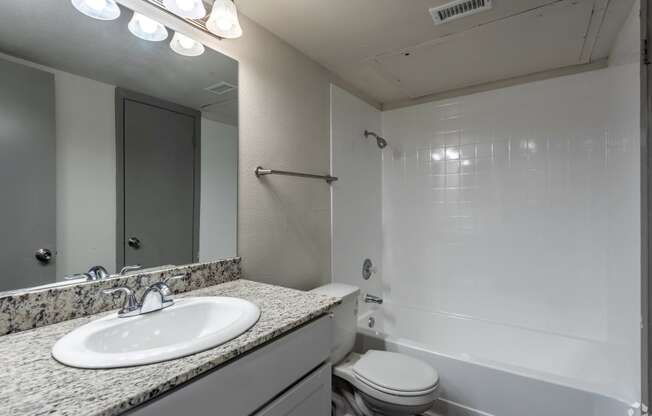 a bathroom with a sink and a toilet and a shower