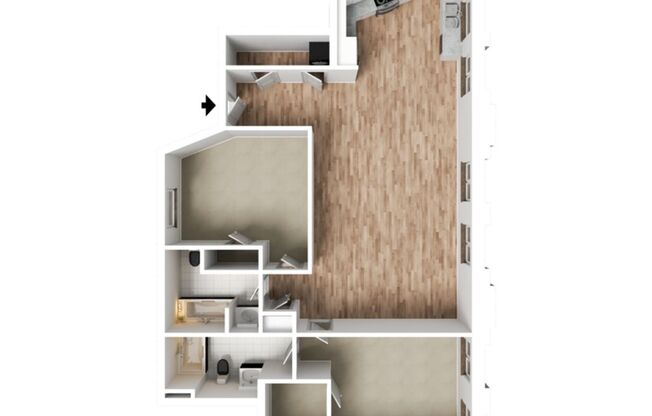 2 beds, 2 baths, 1,025 sqft, $1,975, Unit 308