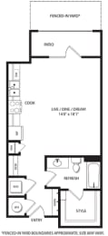 Studio, 1 bath, 585 sqft, $1,549