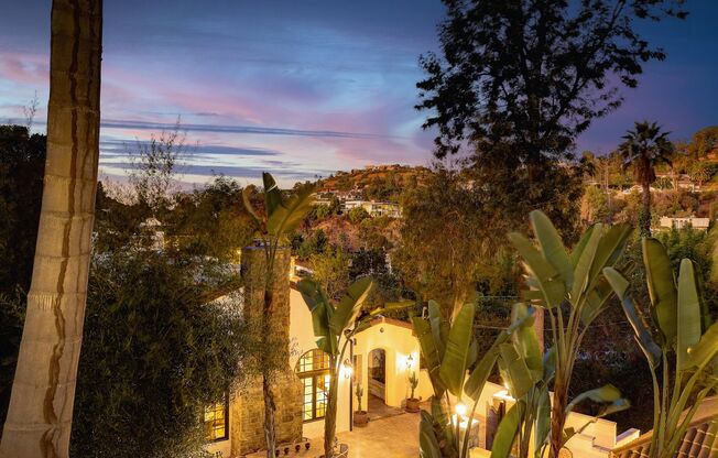 Luxurious Mediterranean Villa in Hollywood Hills: 4-Bedroom, 2.5-Bath Retreat with 1.3 Acres, Canyon Views, and Resort-Style Amenities!