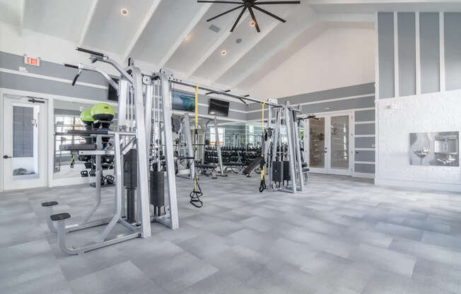 the preserve at ballantyne commons fitness room with weights and cardio equipment