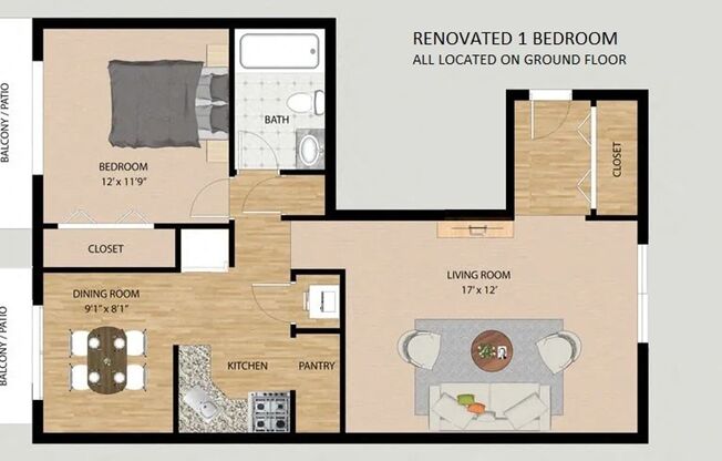 1 bed, 1 bath, 800 sqft, $1,540, Unit 1747