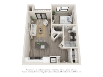 1 bed, 1 bath, 701 sqft, $1,598