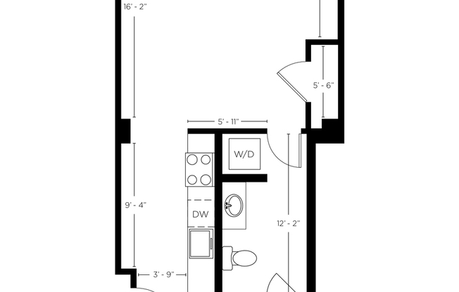 Studio, 1 bath, 540 sqft, $1,340, Unit 406
