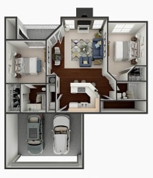 2 beds, 2 baths, 1,118 sqft, $1,309