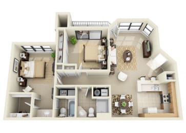 2 beds, 2 baths, 1,013 sqft, $1,599