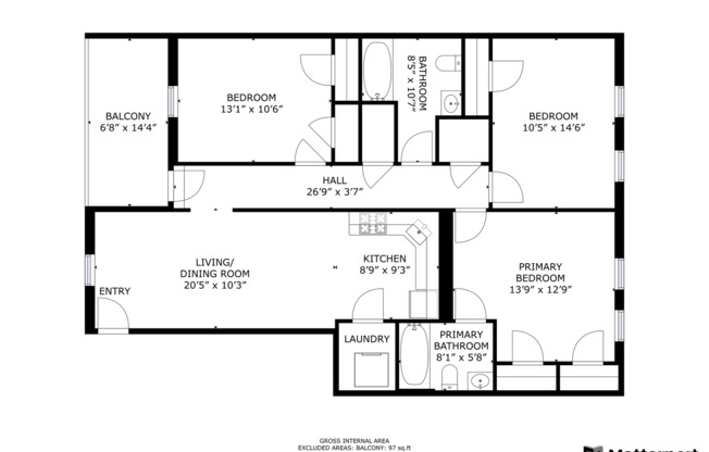 3 beds, 2 baths, 1,094 sqft, $2,250, Unit 15