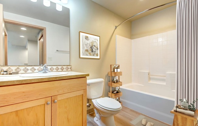 a bathroom with a toilet sink and bathtub