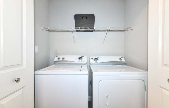 in unit washer dryer closet at Veridian at Sandy Springs