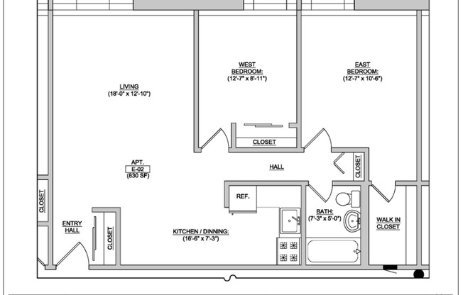 2 beds, 1 bath, 830 sqft, $875, Unit MA E411