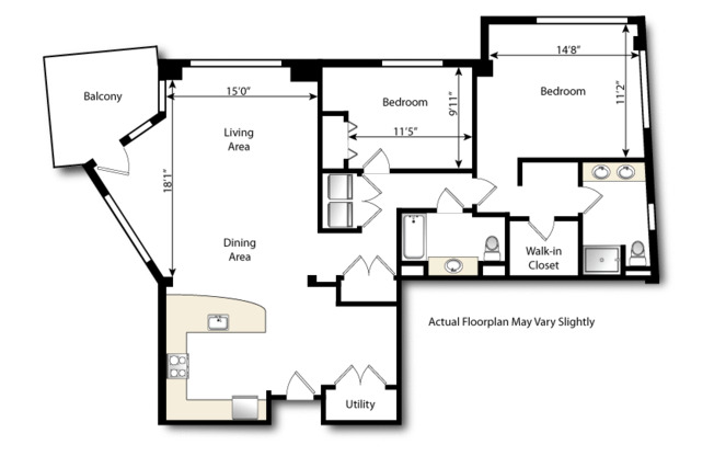 2 beds, 2 baths, 1,091 sqft, $2,695, Unit 303