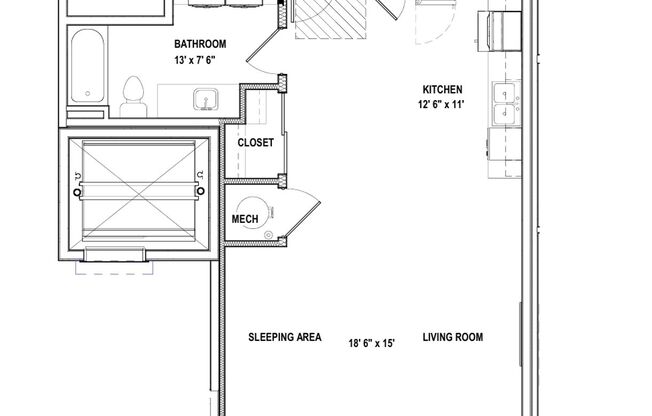 Studio, 1 bath, 660 sqft, $1,195, Unit 415 - S660 Courtyard View