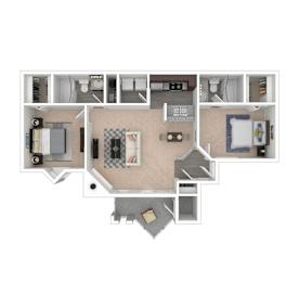 2 beds, 2 baths, 1,000 sqft, $1,360