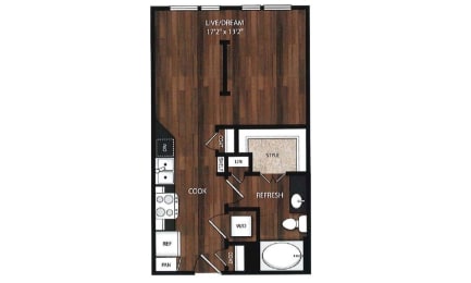 Studio, 1 bath, 551 sqft, $2,401
