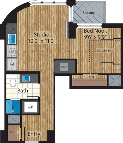 Studio, 1 bath, 545 sqft, $2,056, Unit 1207