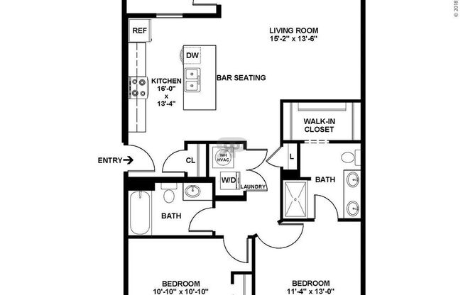 2 beds, 2 baths, 1,011 sqft, $1,674