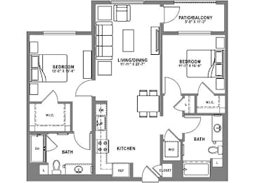 2 beds, 2 baths, 1,089 sqft, $3,608