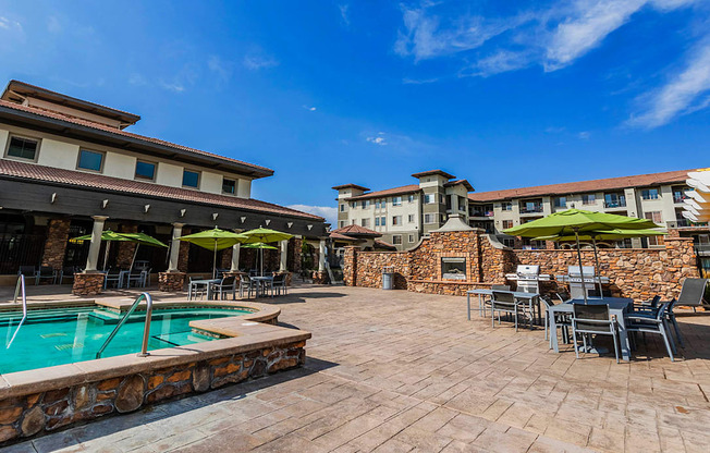 resident pool with bbq patio area