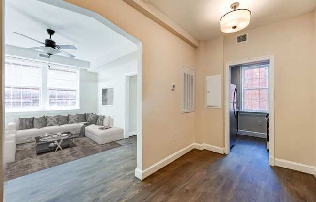 view of living area from entrance at petworth station apartments in washington dc