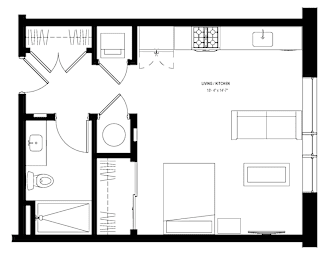 Studio, 1 bath, 483 sqft, $1,560