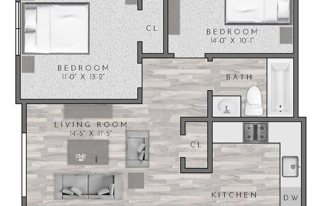 2 beds, 1 bath, 761 sqft, $1,930