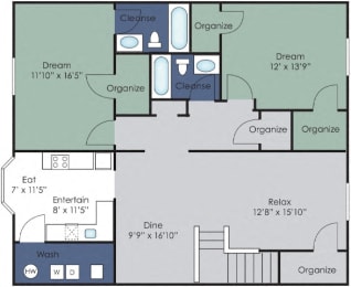 2 beds, 2 baths, 1,225 sqft, $1,810