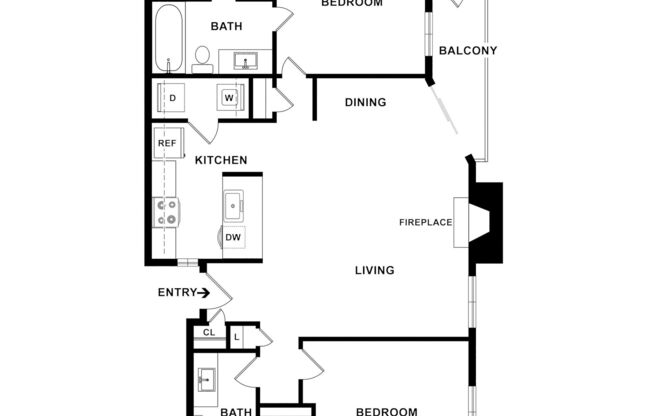 2 beds, 2 baths, 1,070 sqft, $1,710