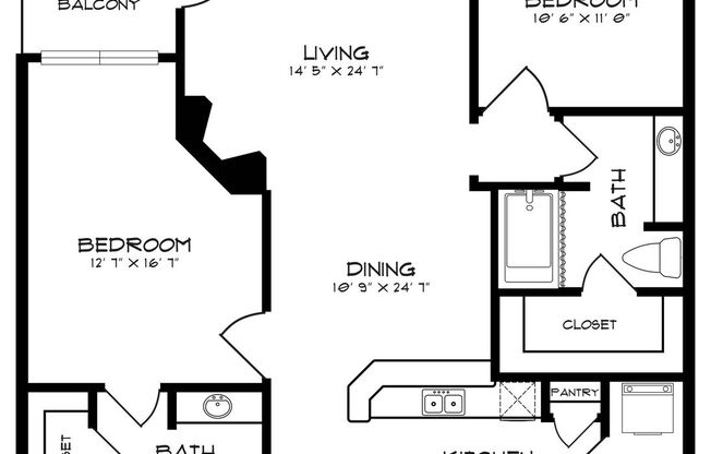 2 beds, 2 baths, 1,082 sqft, $1,750