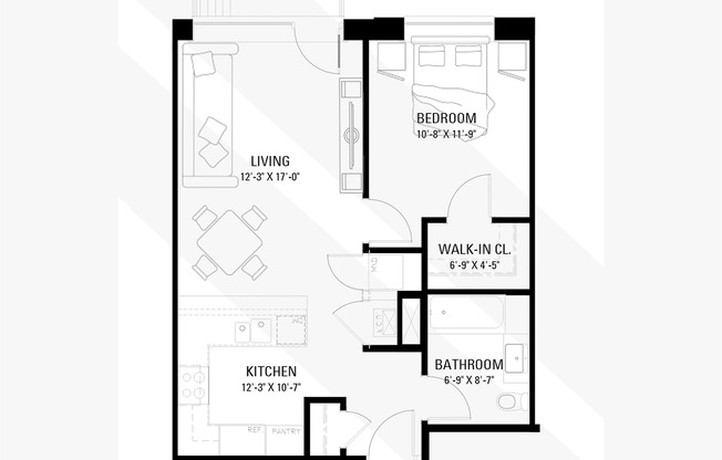 1 bed, 1 bath, 690 sqft, $2,175