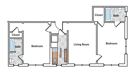 2 beds, 1 bath, 918 sqft, $3,287