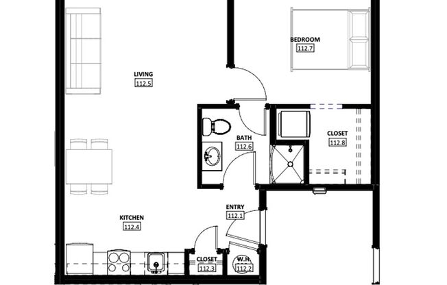 1 bed, 1 bath, 645 sqft, $1,395, Unit 108