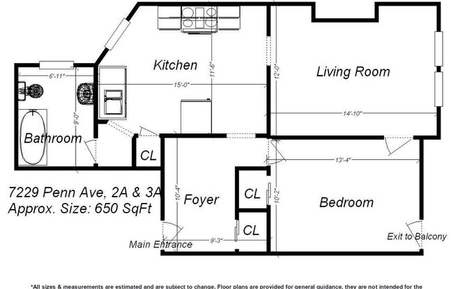 1 bed, 1 bath, 650 sqft, $1,099, Unit 7229 Penn Ave. #3A