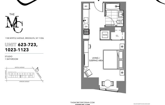 Studio, 1 bath, $3,190, Unit 1123