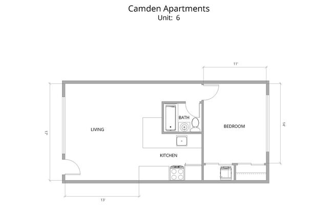 1 bed, 1 bath, 665 sqft, $1,595, Unit #4