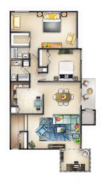 2 beds, 2 baths, 1,120 sqft, $2,496