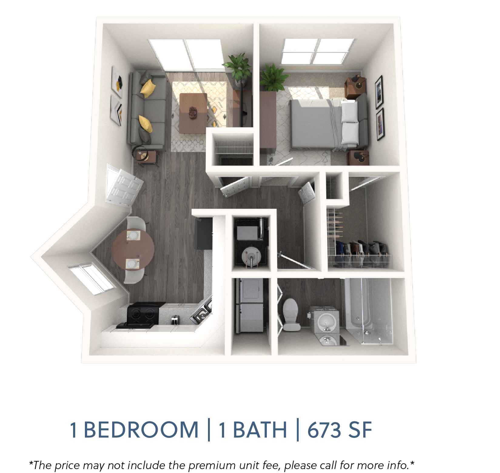 1 bed, 1 bath, 673 sqft, $1,080