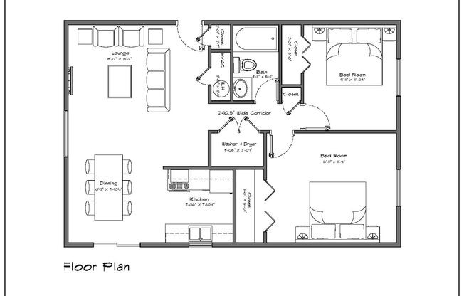 2 beds, 1 bath, 950 sqft, $795, Unit 6913-504
