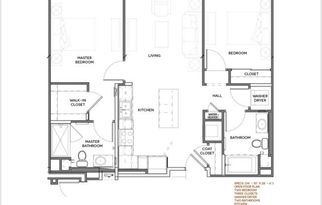 2 beds, 2 baths, 920 sqft, $3,220, Unit 305