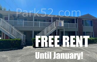 FREE Rent Until January! 1 Bedroom 1 Bathroom Tacoma Apartment with New Flooring