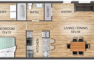 1 bed, 1 bath, 800 sqft, $1,271