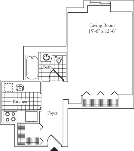 Studio, 1 bath, 459 sqft, $3,679, Unit 17F
