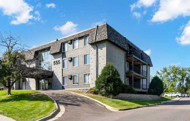 A large building with the number 555 on it.