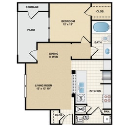 1 bed, 1 bath, 701 sqft, $1,382