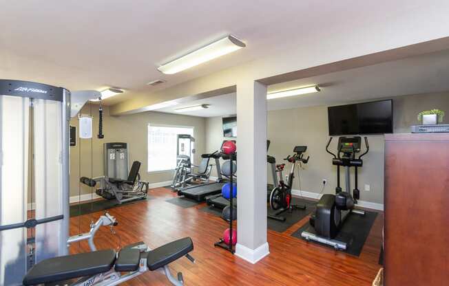 Fitness Center With Modern Equipment at Clarion Crossing Apartments, PRG Real Estate Management, Raleigh, NC, 27606