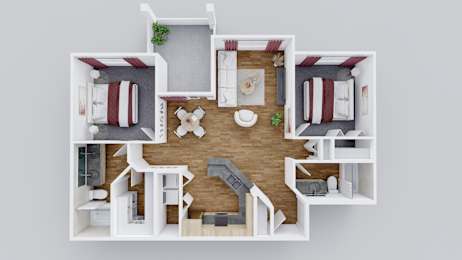 2 beds, 2 baths, 1,050 sqft, $1,807