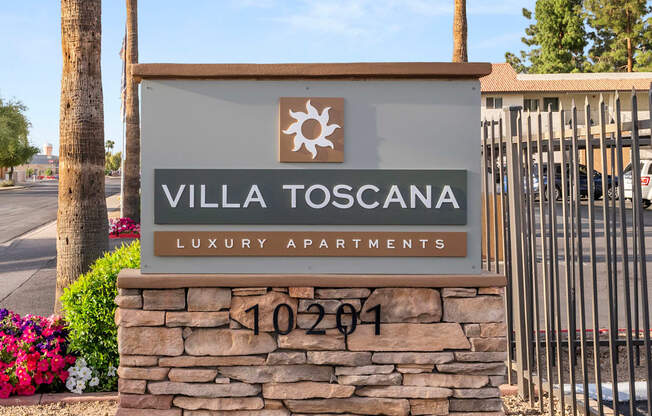 Monument Sign at Villa Toscana Apartments in Phoenix Arizona